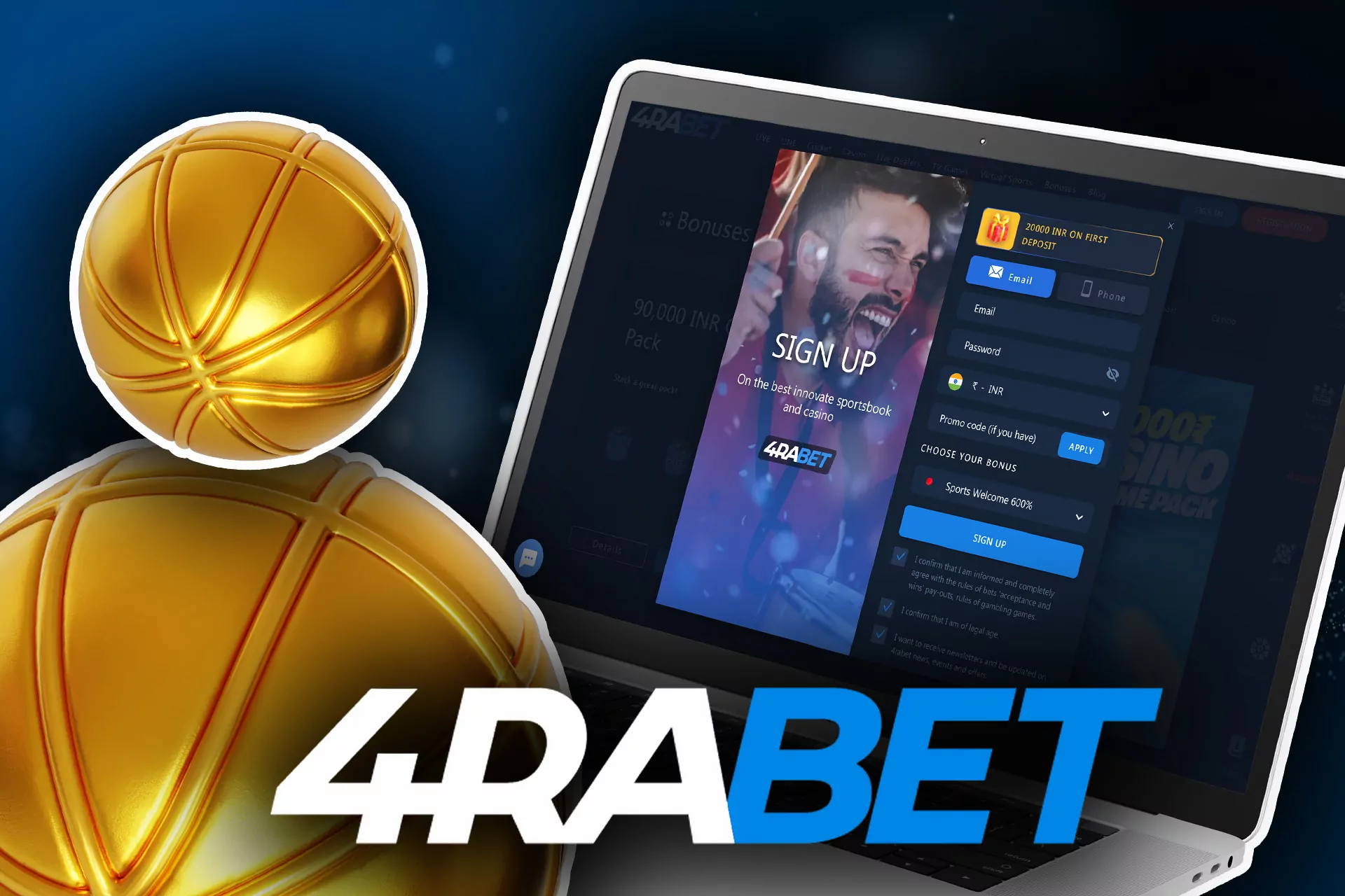 Create an account to start betting in 4rabet.