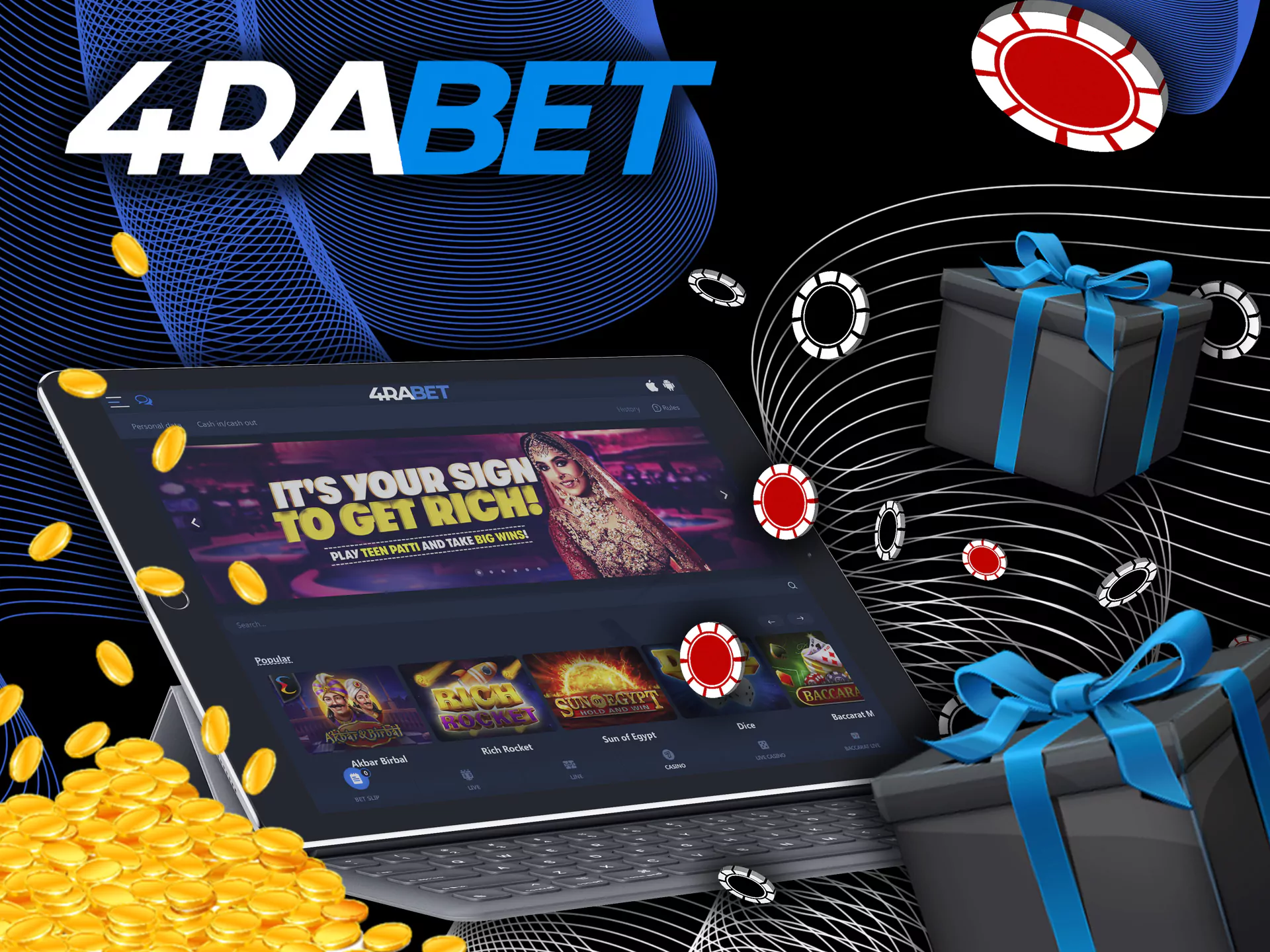 4rabet Welcome Bonus for Casino and different casino`s games.